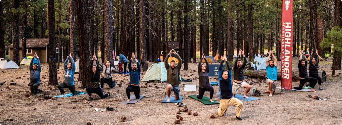 Hikers exercising