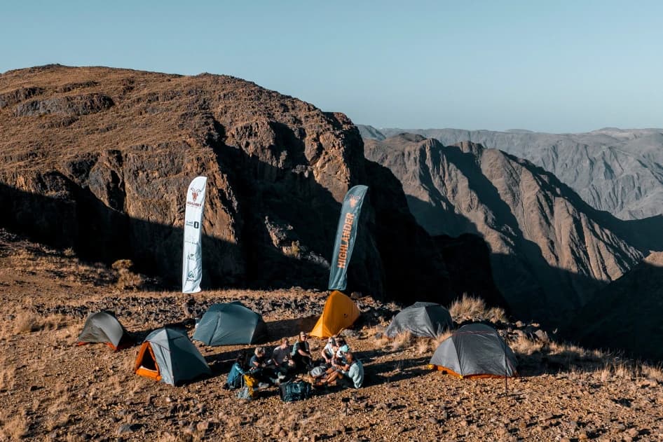 Couple hiking on a mountain